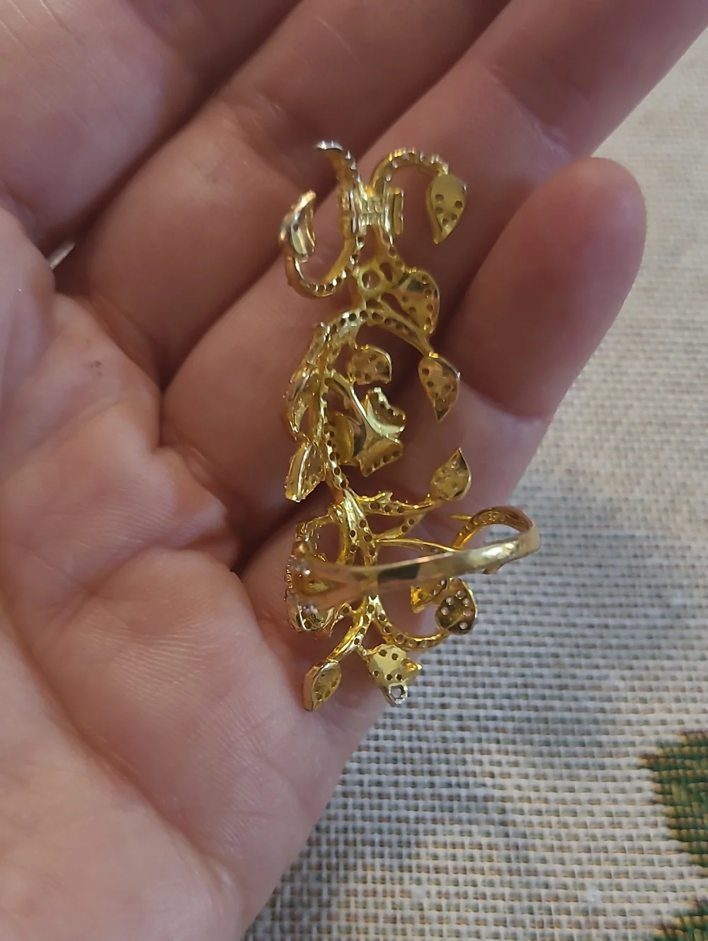Three Ornate Gold Plated Sterling Silver Rings Set